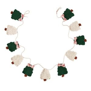 NEW Mudpie Festive Green and White Christmas Tree Doily Garland- set of 2!